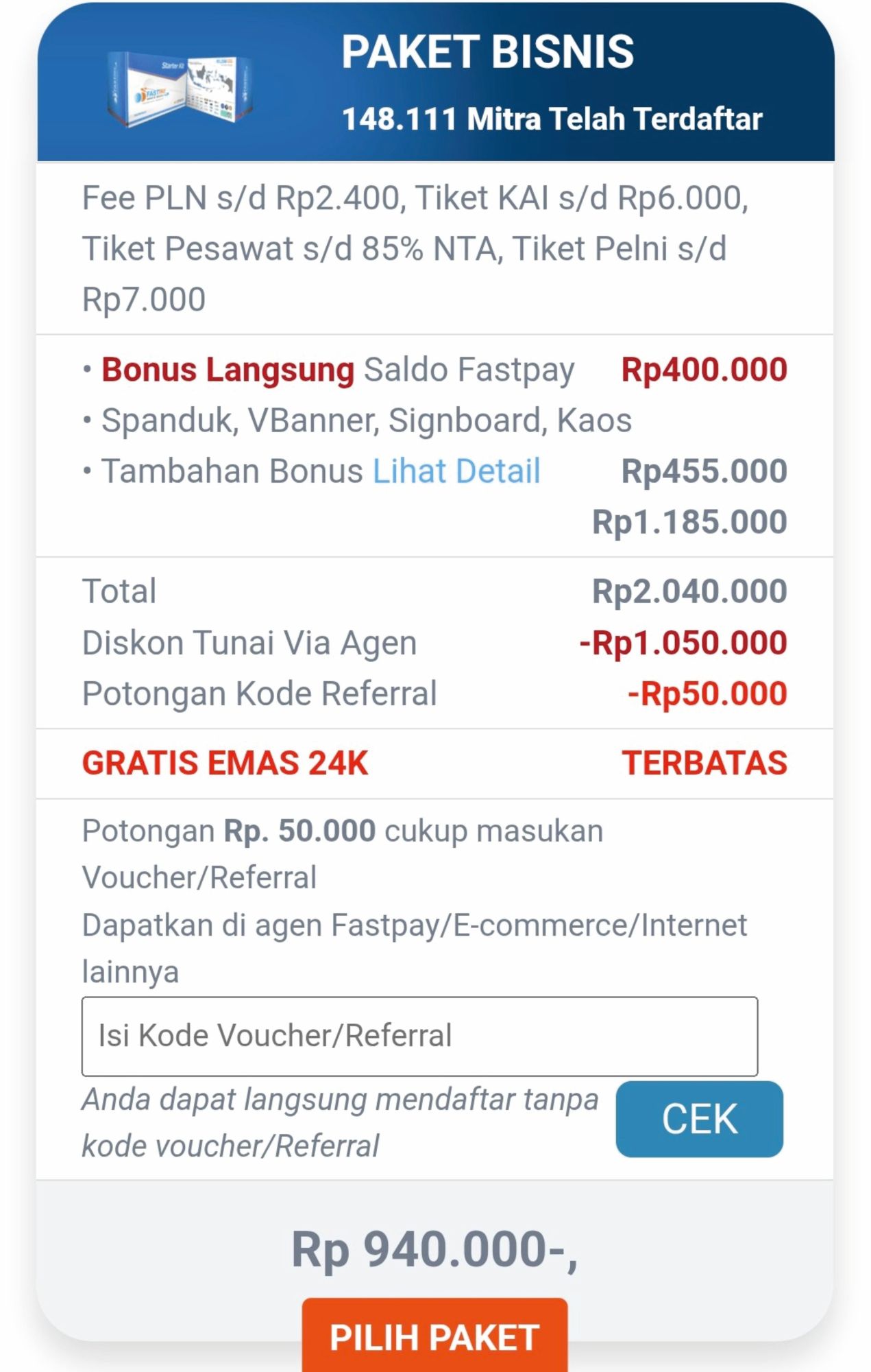 Paket Bisnis Fastpay
