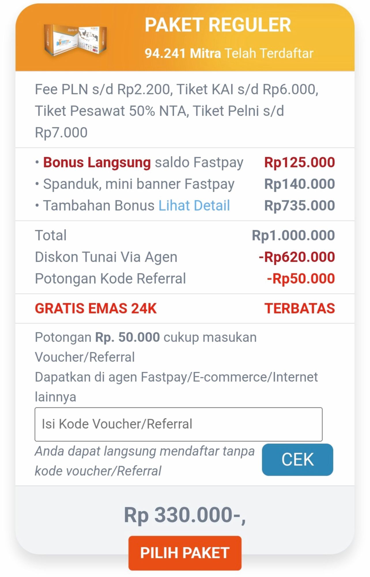 Paket Reguler Fastpay