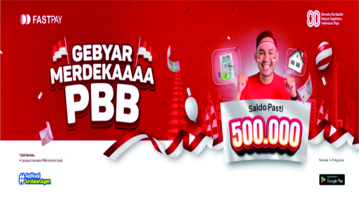 Saldo Pasti 500 ribu Promo Merdeka PBB