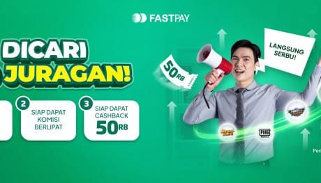 Banner promo Fastpay September 2025 - Cashback 50rb Untuk 100 Juragan