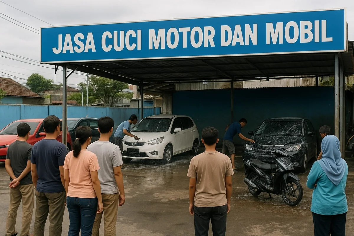 Usaha cuci motor dijalankan mantan TKI TKW