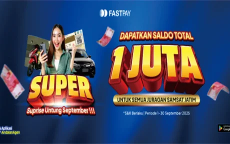Banner promo Fastpay September 2025 dengan hadiah saldo Rp1 juta untuk juragan Samsat Jatim