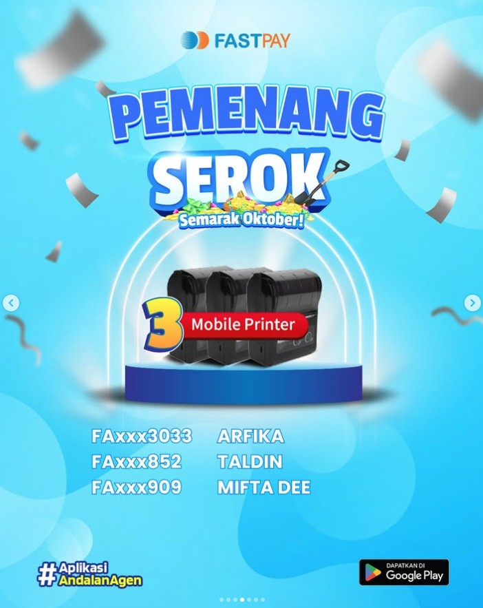 Pemenang Promo Fastpay SEROK - Semarak Oktober 2025-3 Mobile Printer