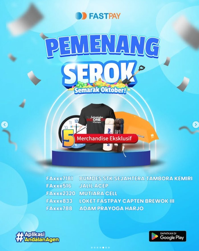 Pemenang Promo Fastpay SEROK - Semarak Oktober 2025-5 Merchandise eksklusif