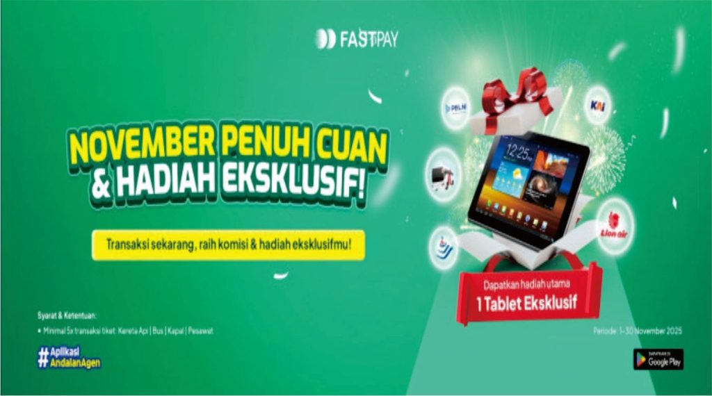 Promo Fastpay November 2025 - Transaksi Tiket Kereta Api Bus Kapal Pesawat