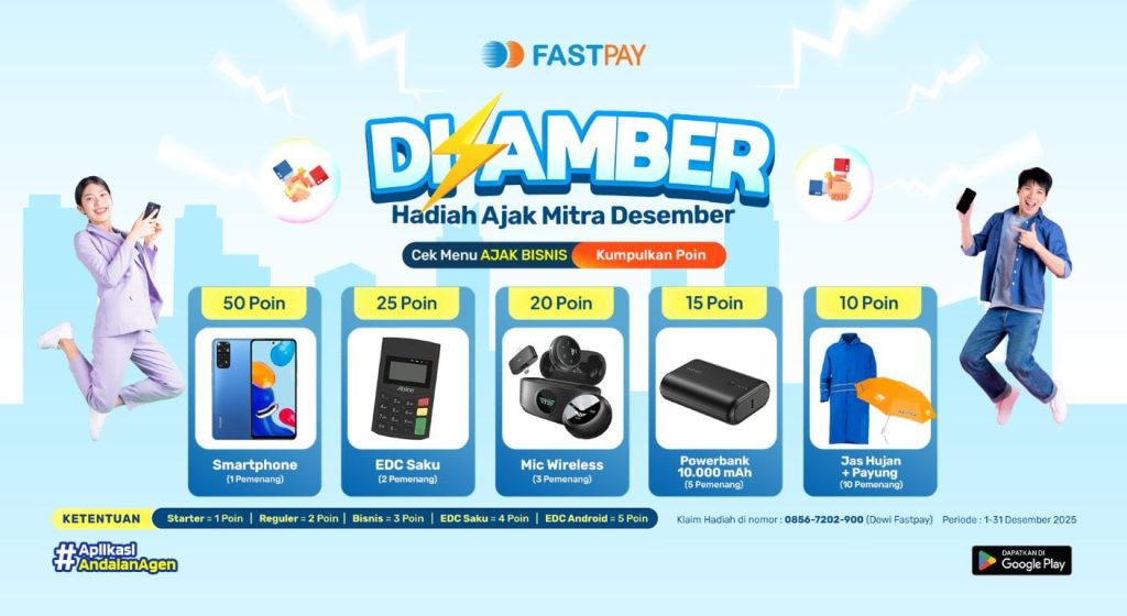 Promo Fastpay Ajak Mitra Desember Bonus Smartphone dan EDC Saku