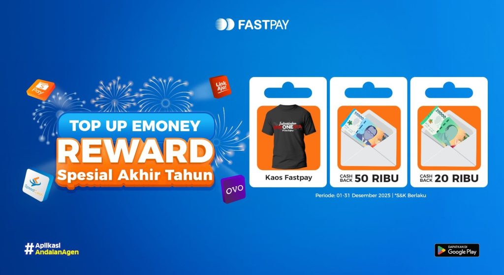 Promo Fastpay Desember - Transaksi eMoney eWallet dapat Kaos fastpay