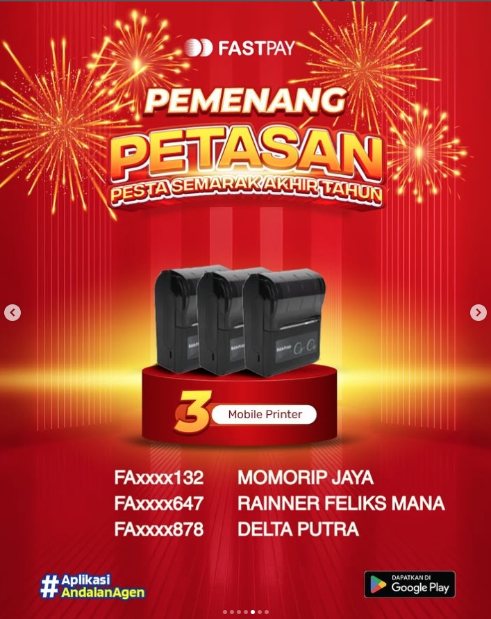 Pemenang Promo Fastpay PETASAN - Pesta Semarak Akhir Tahun 2025 - Mobile Printer