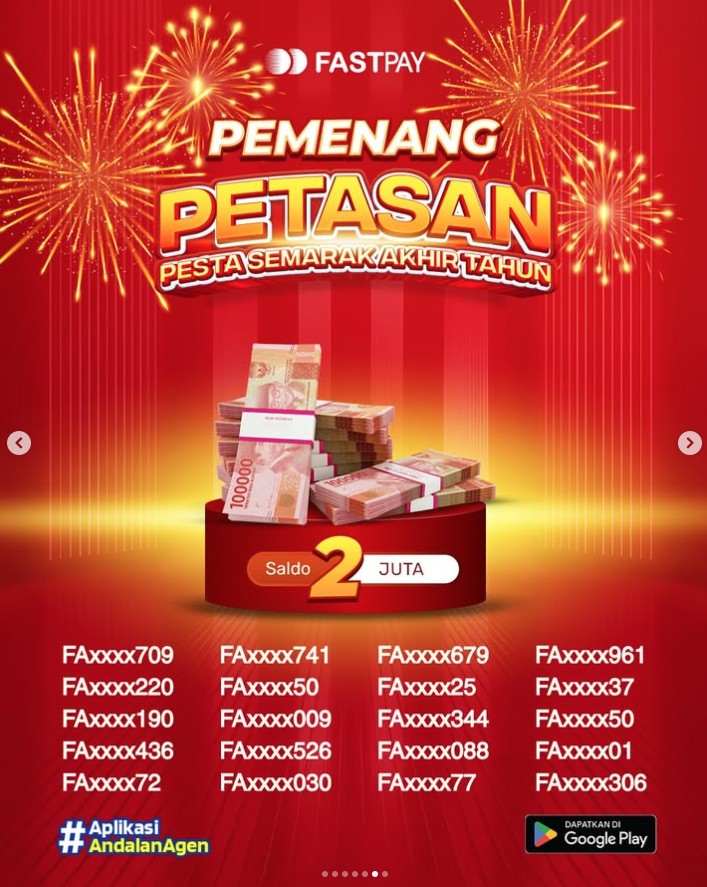 Pemenang Promo Fastpay PETASAN - Pesta Semarak Akhir Tahun 2025 - Saldo Total 2 Juta