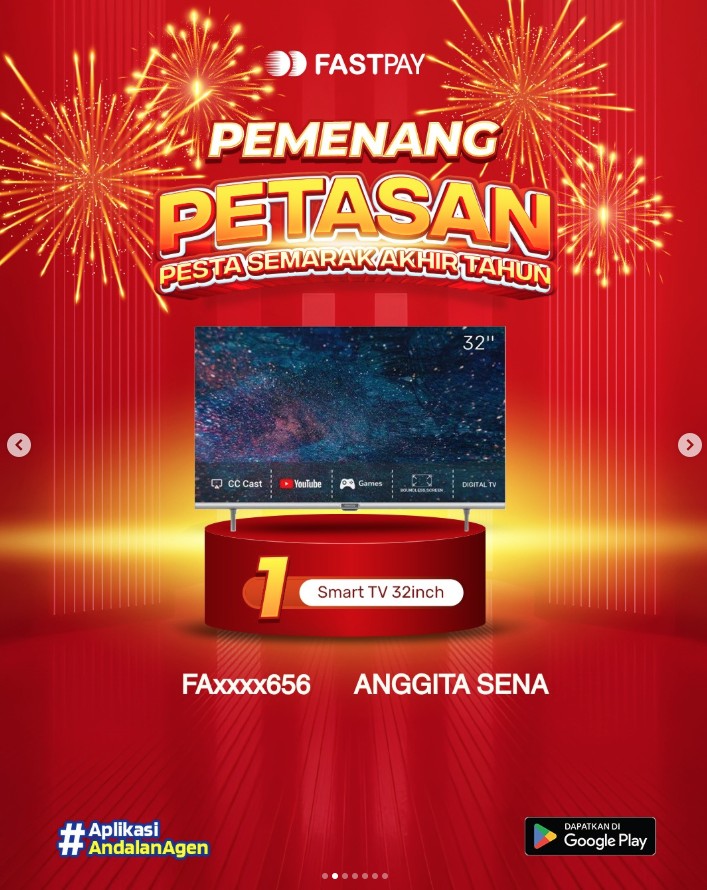 Pemenang Promo Fastpay PETASAN - Pesta Semarak Akhir Tahun 2025 - Smart TV 32 inch