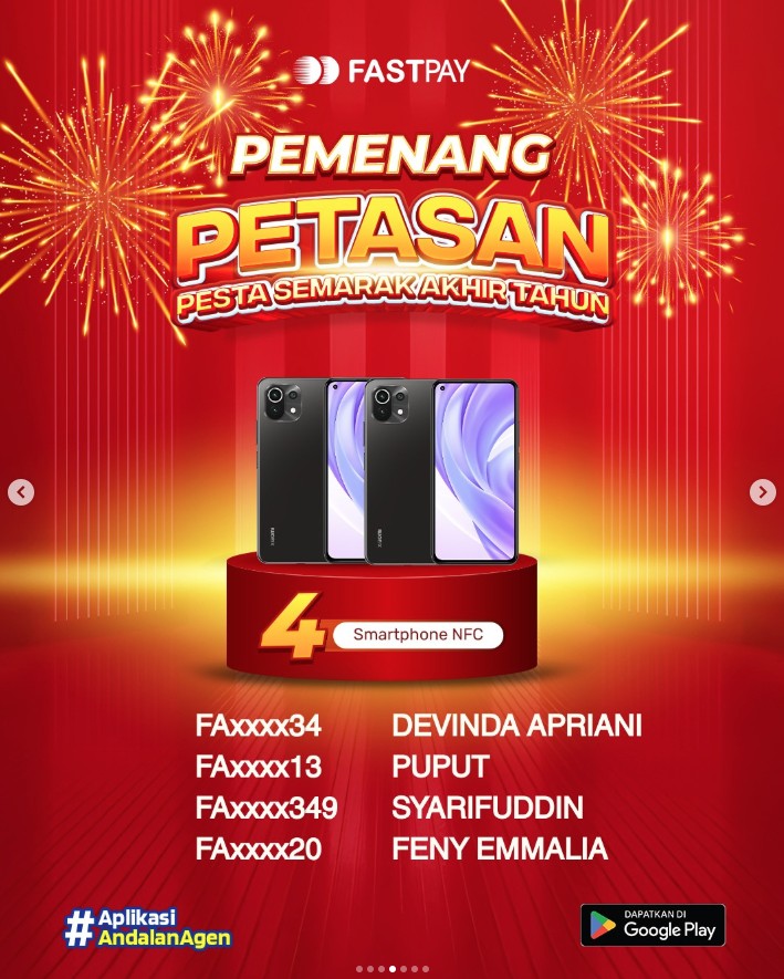 Pemenang Promo Fastpay PETASAN - Pesta Semarak Akhir Tahun 2025 - Smartphone NFC