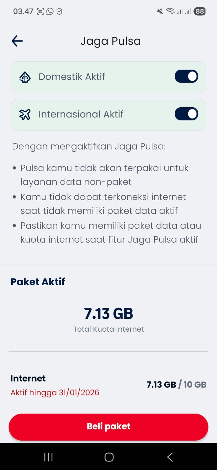 cara mengaktifkan jaga pulsa telkomsel 