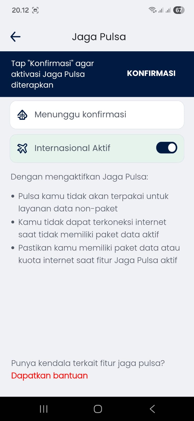 cara mengaktifkan jaga pulsa telkomsel 