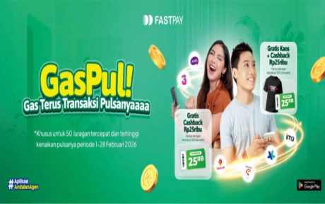 banner promo fastpay 2026 transaksi pulsa bonus kaos dan cashback