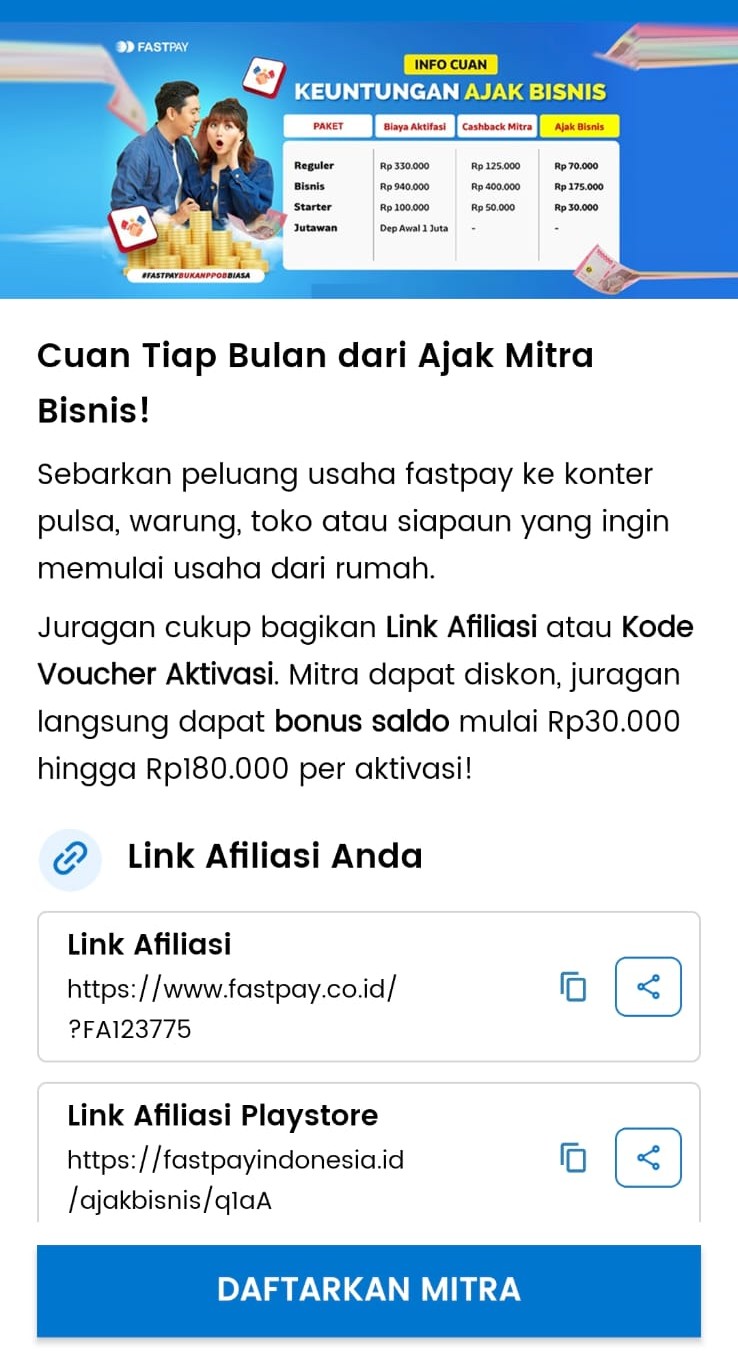 link affiliasi fitur ajak mitra bisnis fastpay