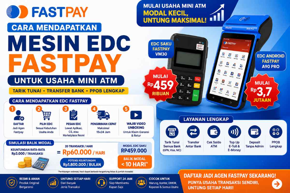 Cara Mendapatkan Mesin EDC Fastpay untuk Usaha Mini ATM 2026