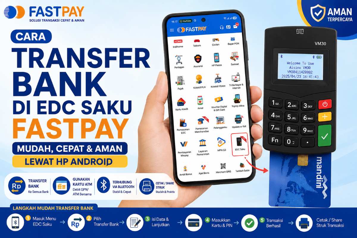 Cara transfer bank di EDC Saku Fastpay lewat HP
