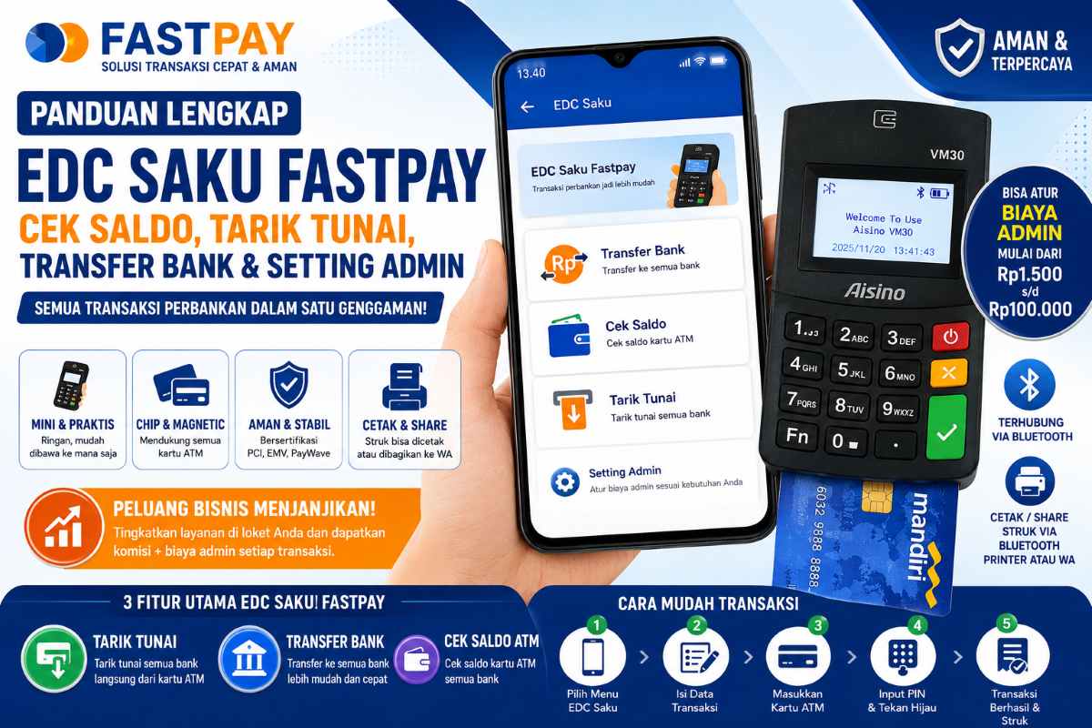 Panduan lengkap EDC Saku Fastpay untuk cek saldo ATM, tarik tunai, transfer bank