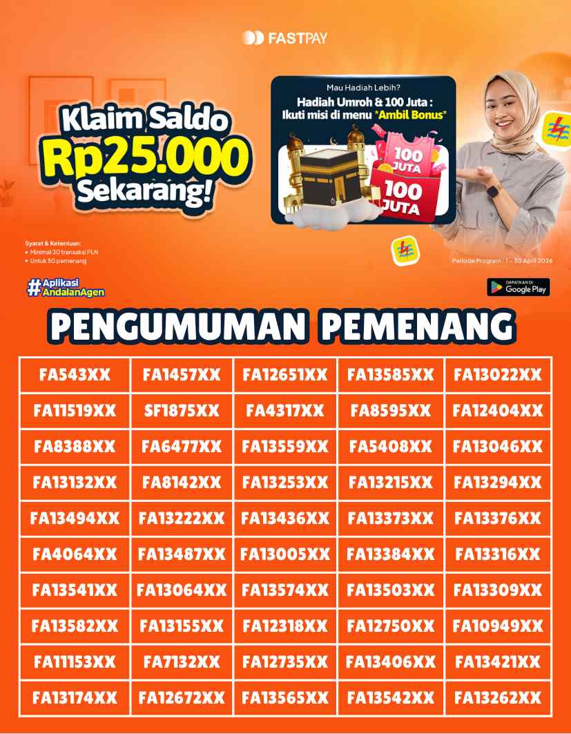 Pemenang Promo PLN Aktif Transaksi - Cashback Rp25.000