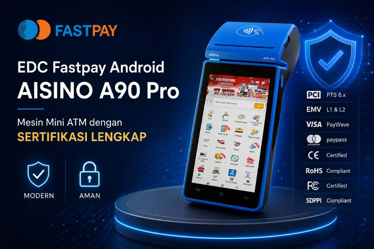EDC Fastpay Android AISINO A90 Pro: Mesin Mini ATM dengan 23 Jenis Sertifikasi