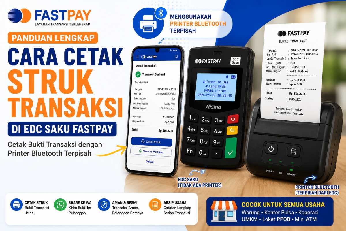 cara cetak struk transaksi di EDC Saku Fastpay