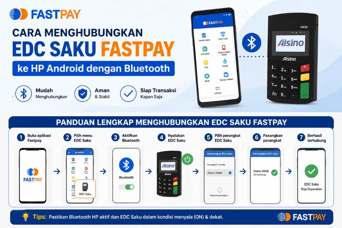 cara menghubungkan EDC Saku Fastpay ke HP Android dengan Bluetooth