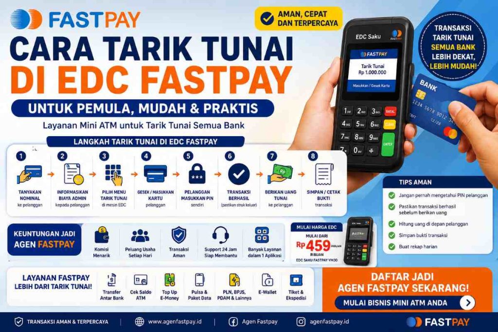 cara tarik tunai di EDC Fastpay
