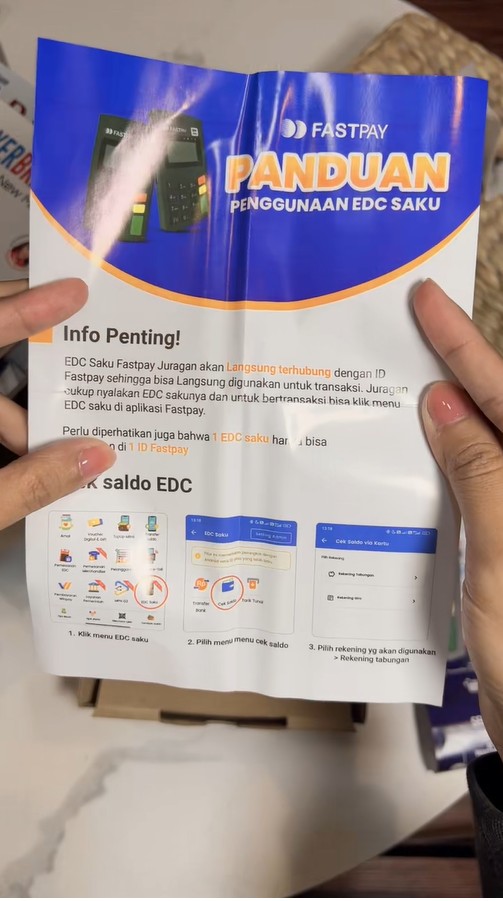 foto tampilan panduan penggunaan mesin EDC Saku Fastpay