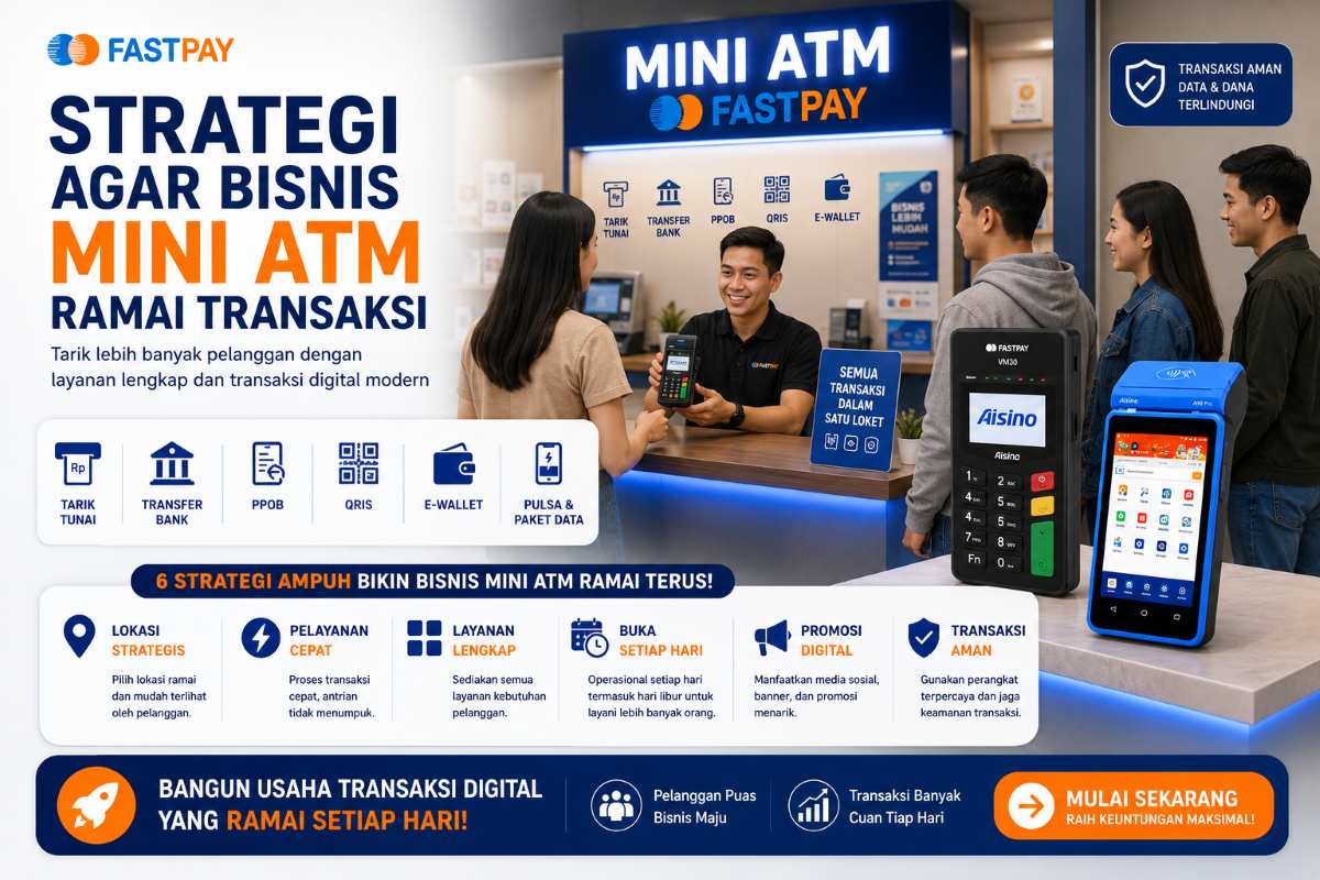 strategi agar bisnis Mini ATM Fastpay ramai transaksi dengan layanan digital lengkap