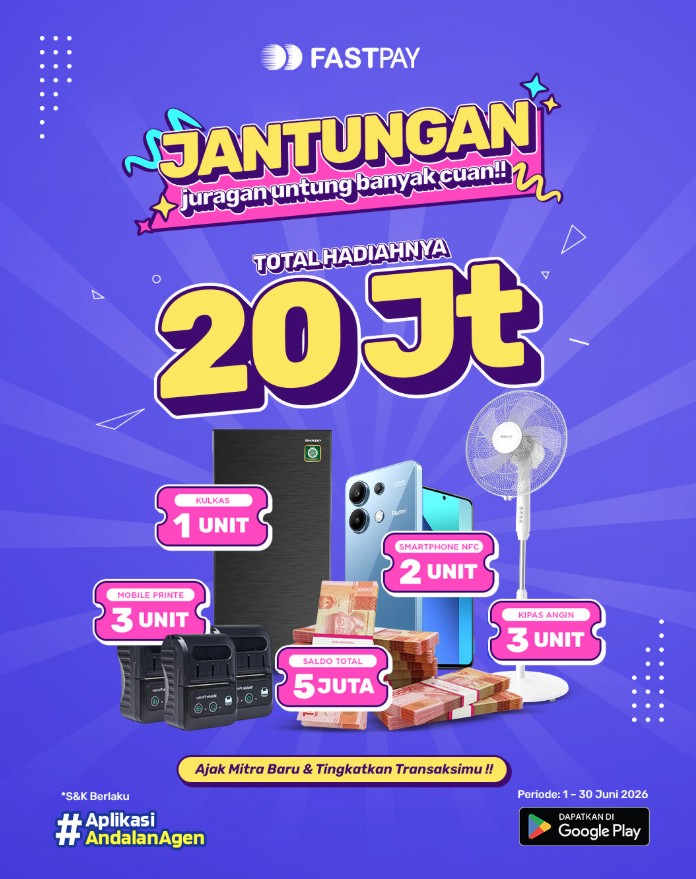 Hadiah Promo Fastpay Juni 2026 JANTUNGAN Raih Smartphone Total hadiah 20 Juta