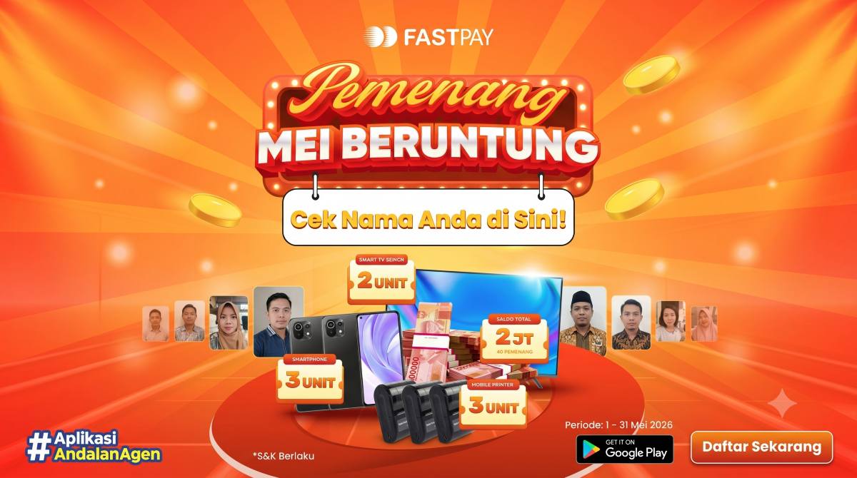 Banner Pengumuman Pemenang Promo Mei Beruntung Fastpay 2026