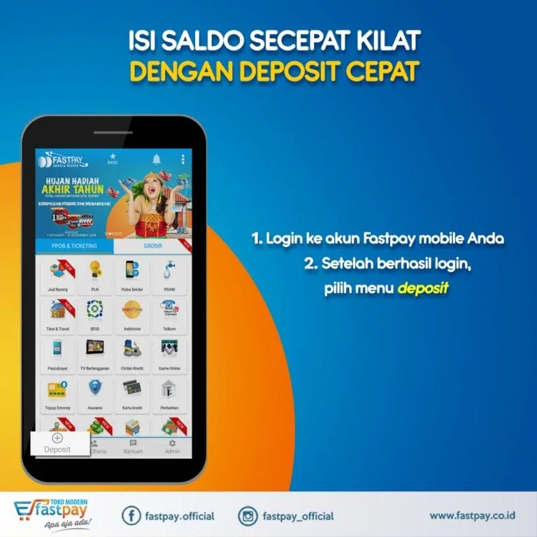 Langkah pilih menu Deposit Cepat di aplikasi Fastpay